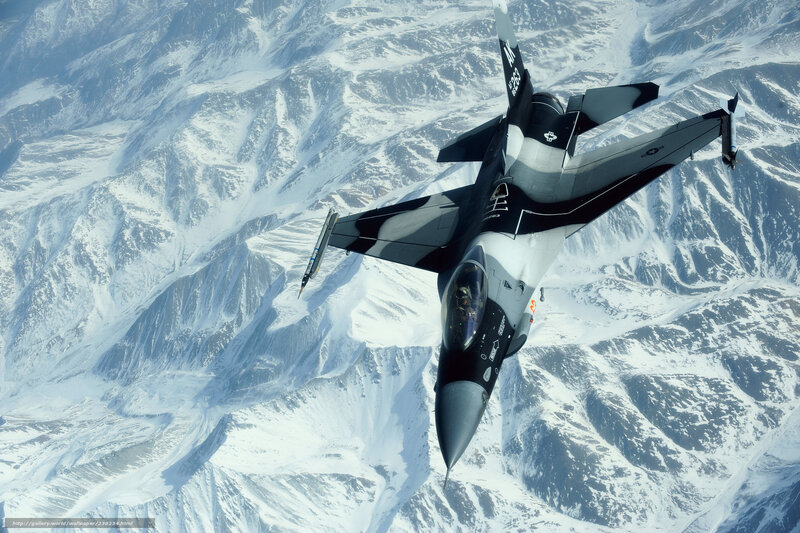F-16 Fighter Jet — White, Dramatic, Winter, Photograph
