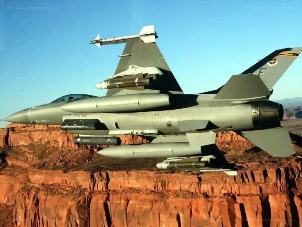 F-16 fighter jet with missiles