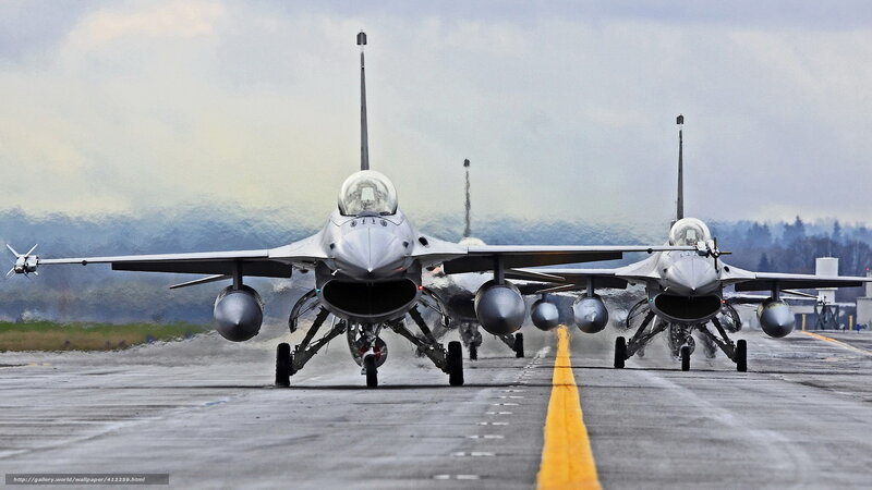 F-16 Fighter Jets — Gray, Dramatic, Photograph