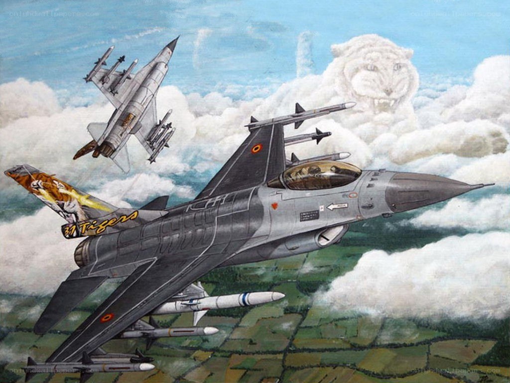 F-16 fighter jets in flight