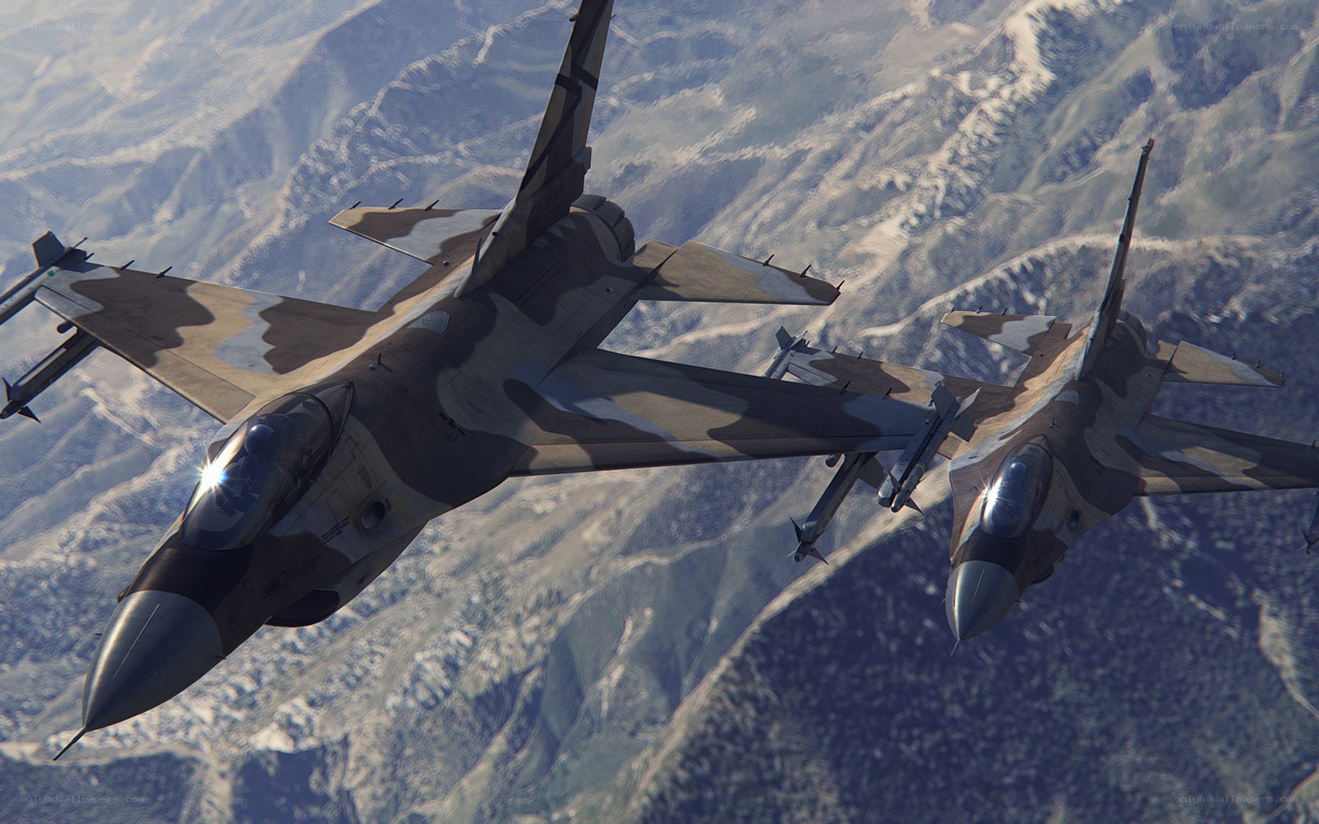 F-16 fighter jets in formation