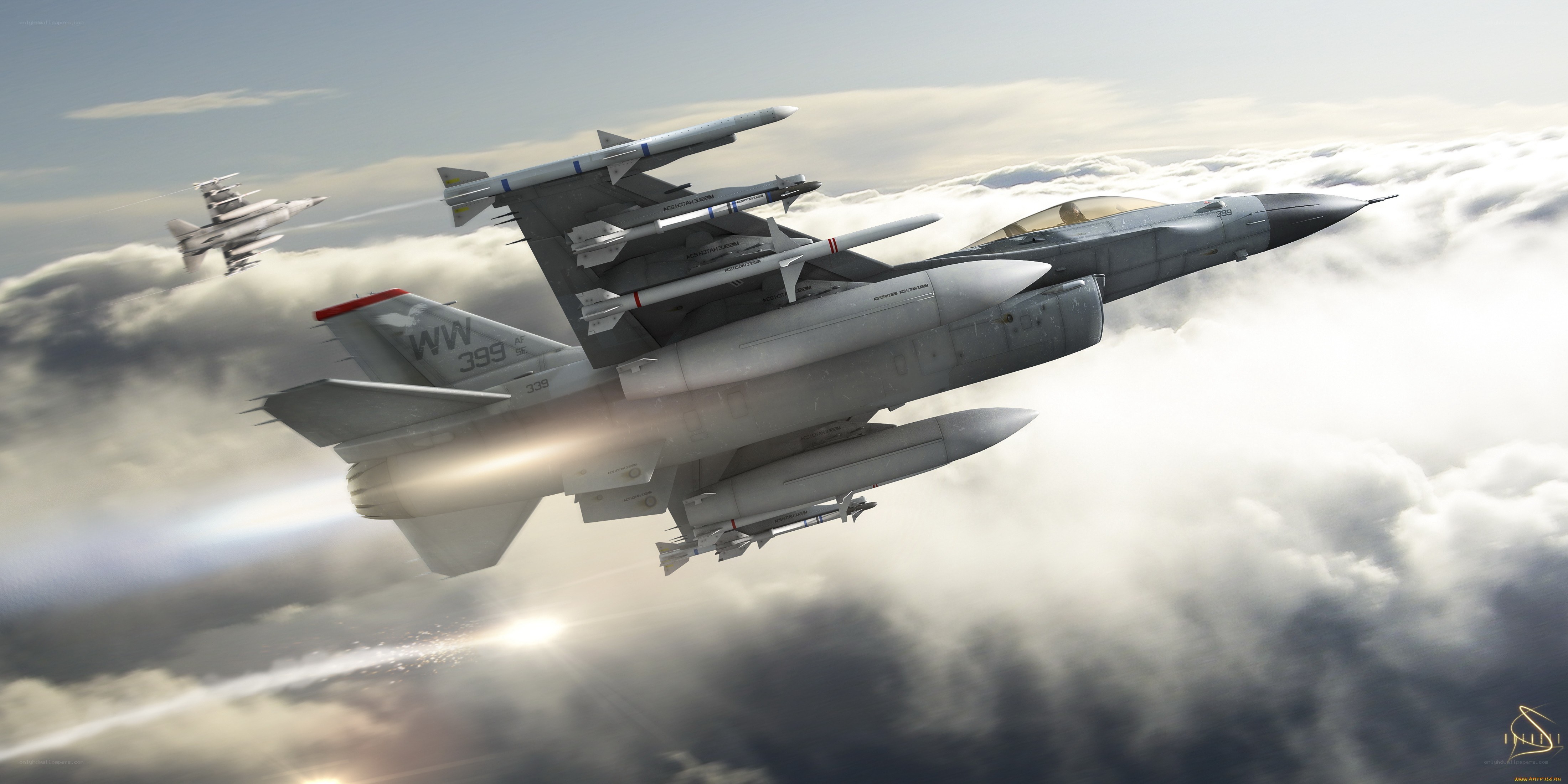 F-16 fighter jets in formation