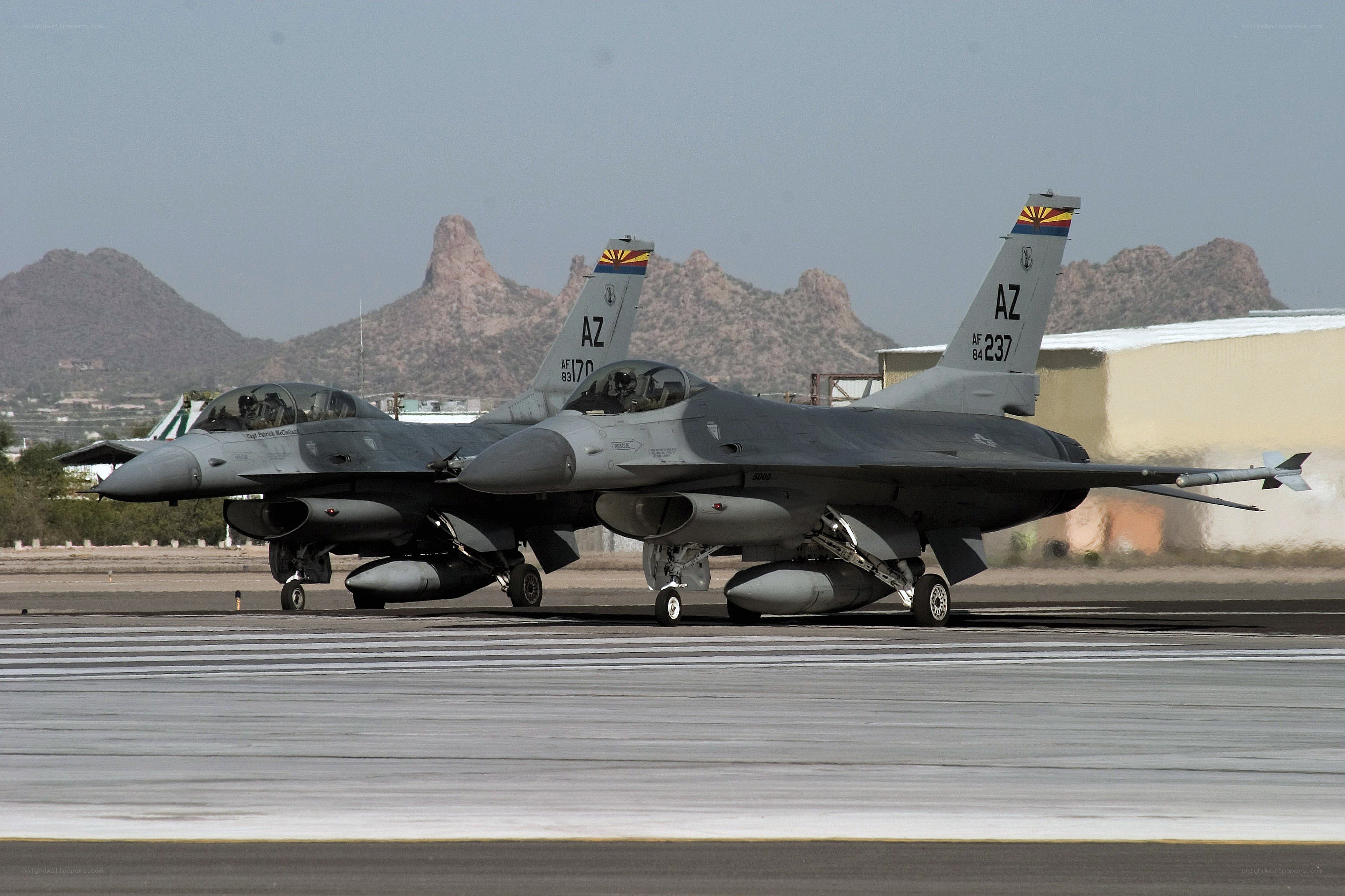 F-16 fighter jets on runway