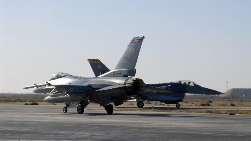 F-16 Fighter Jets on Tarmac — Gray, Neutral