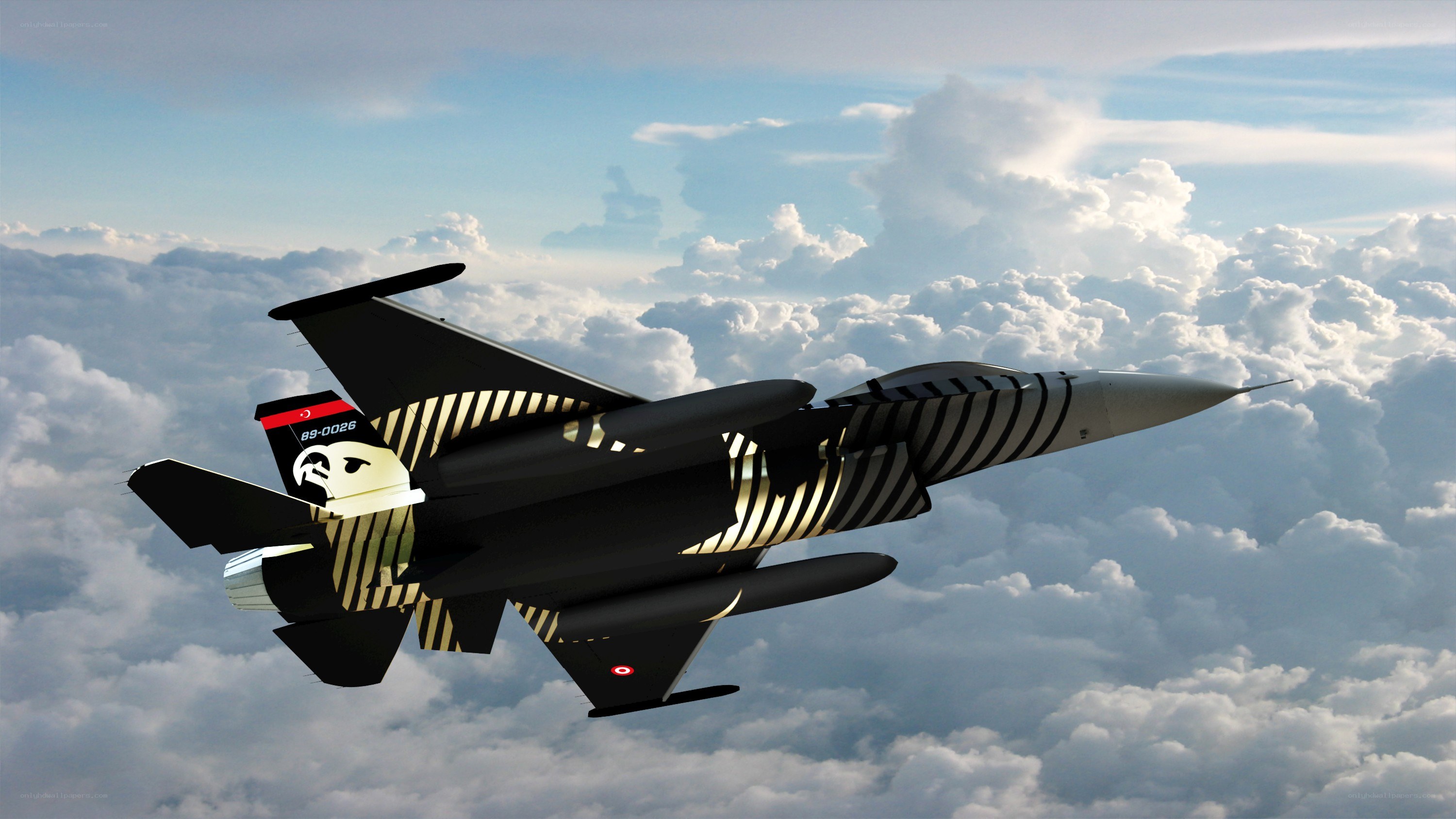 F-16 jet in sky
