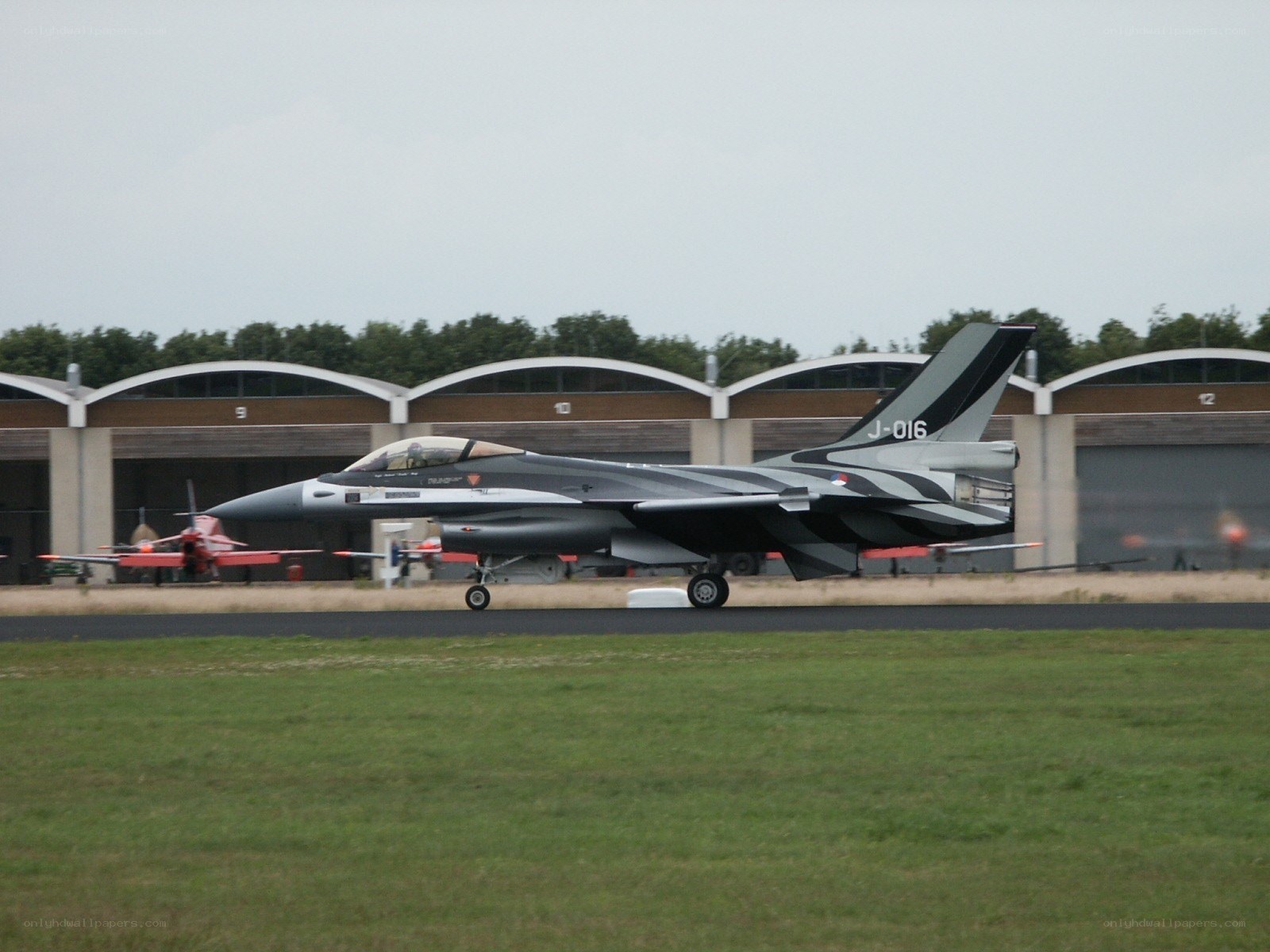 F-16 jet on runway
