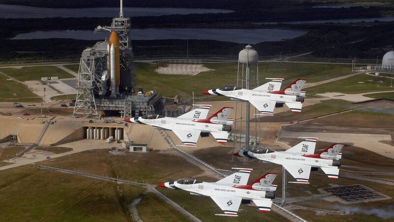 F-16 Jets Flying — White