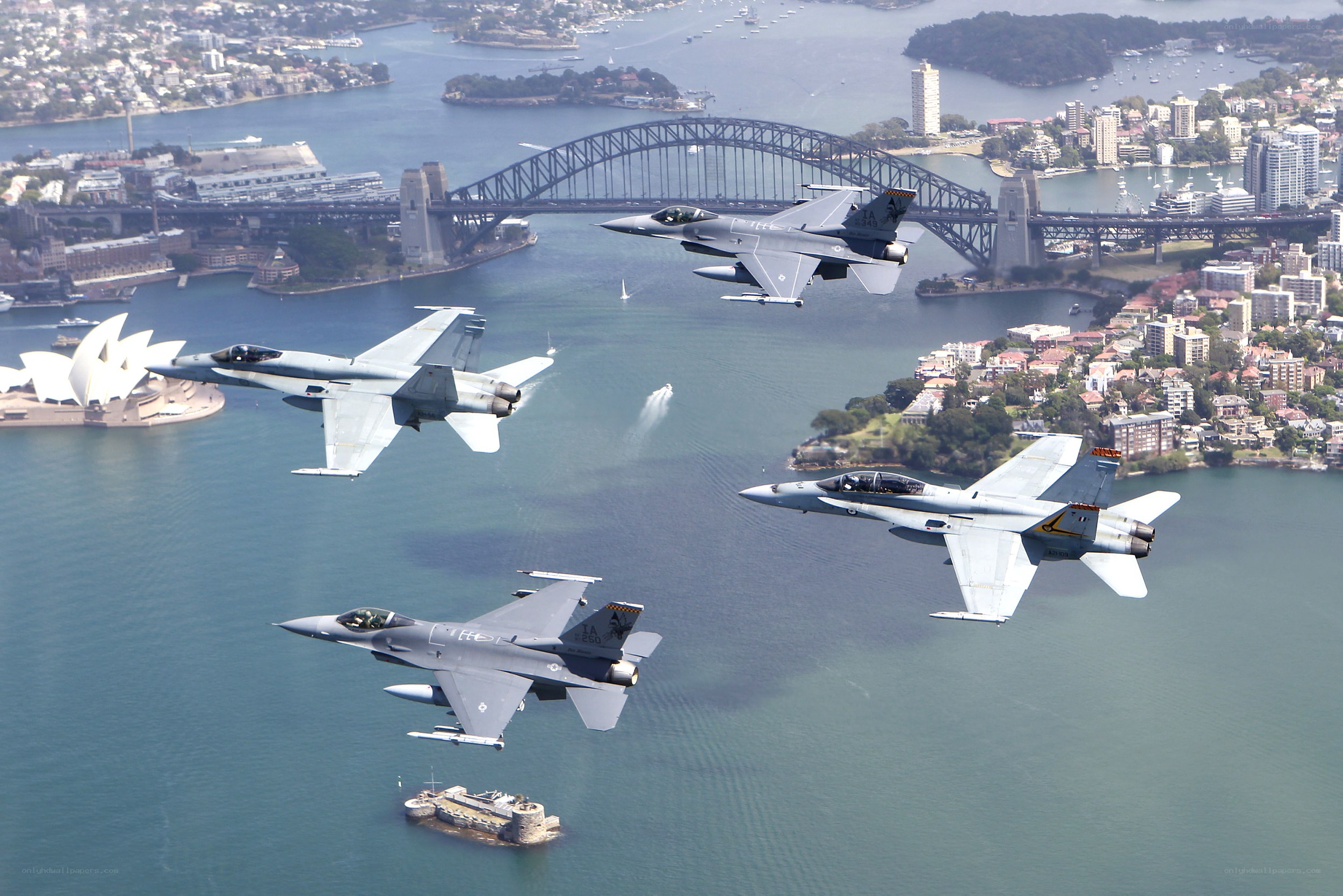 F-16 jets over Sydney Harbour