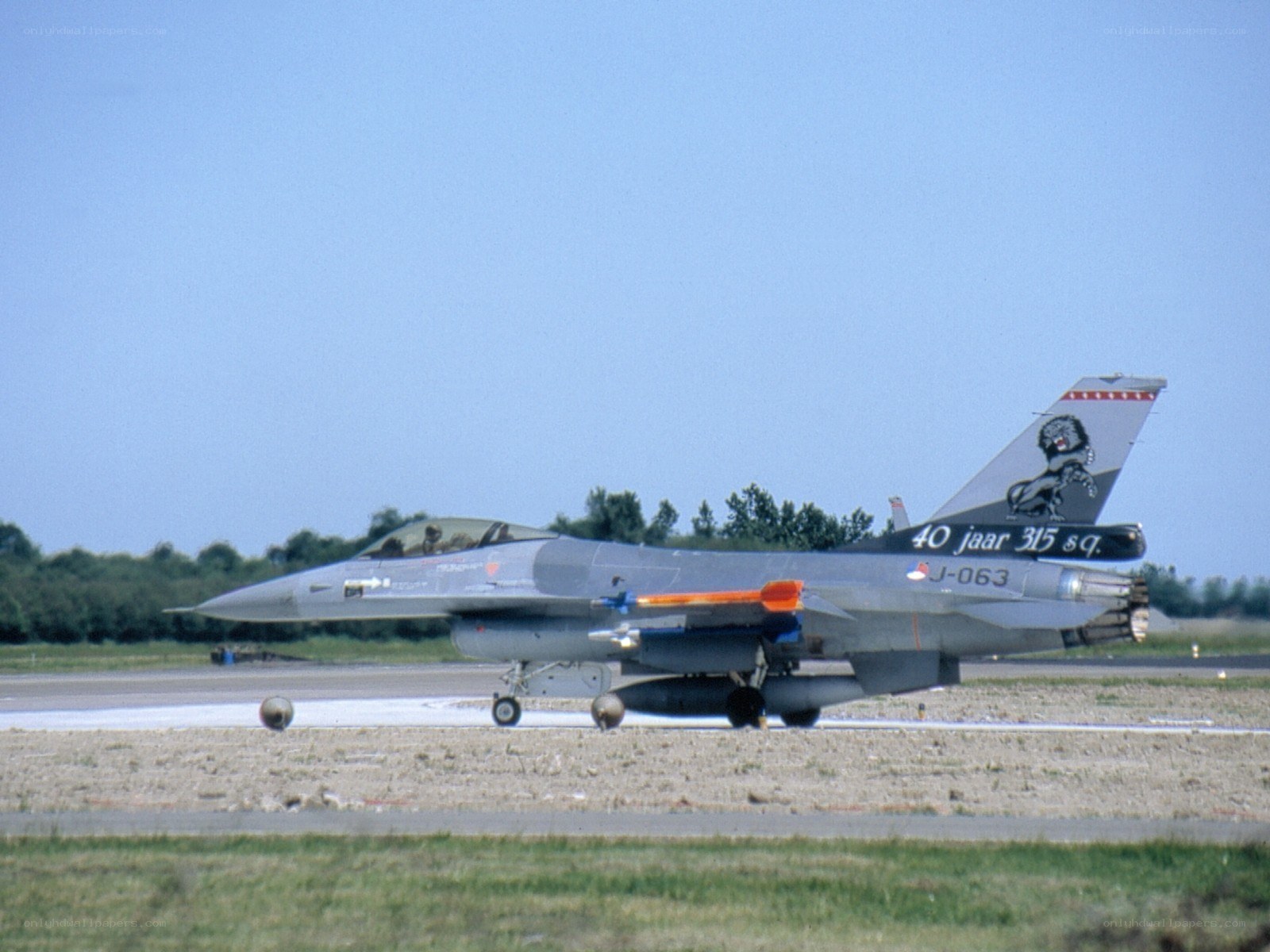 F-16 on a runway
