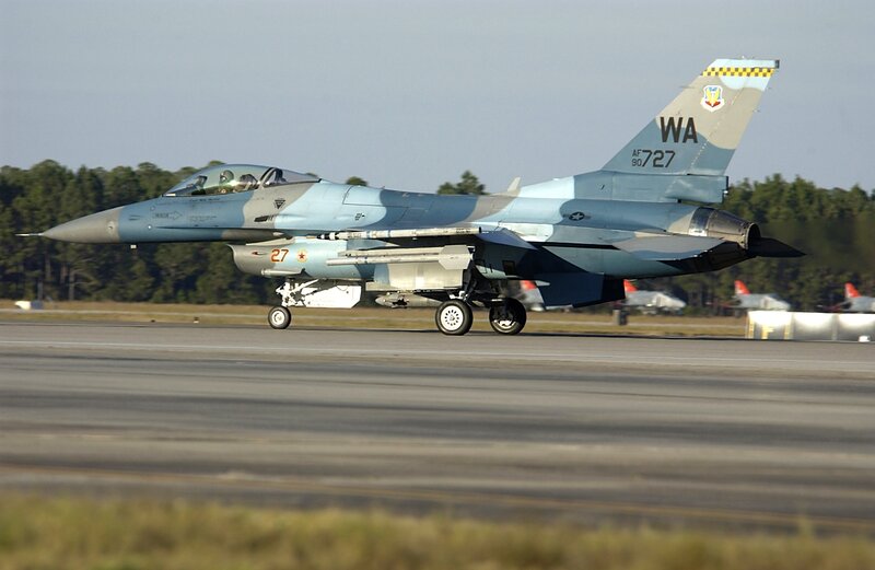 F-16 on a runway