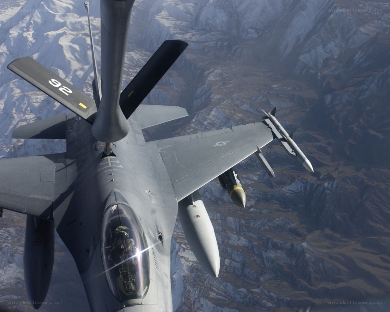 F-16 refueling over mountains