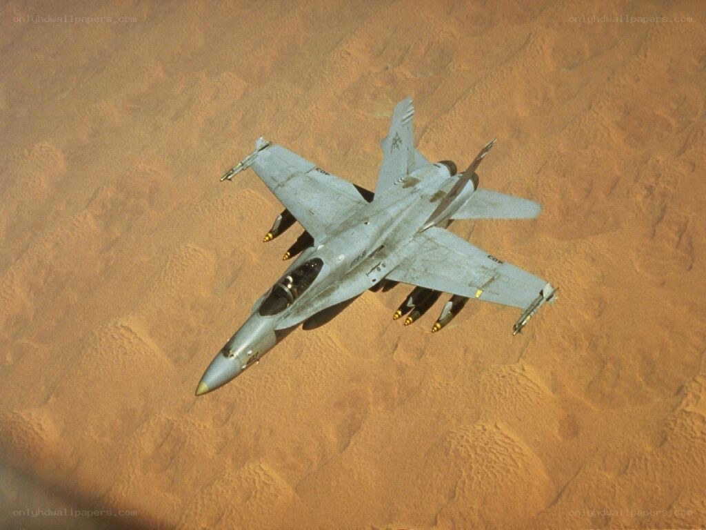 F-18 Hornet in desert flight