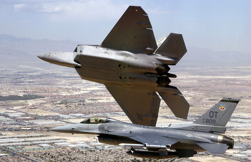 F-22 and F-16 Jets