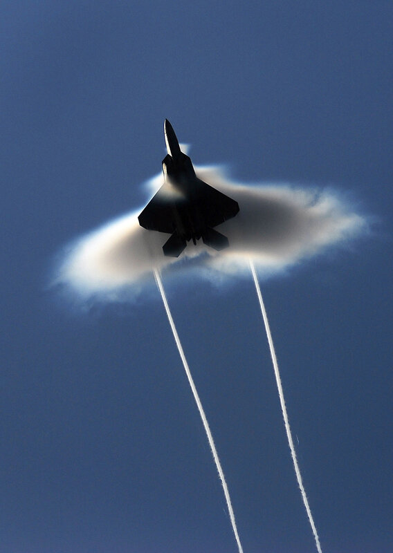 F-22 Raptor breaking sound barrier