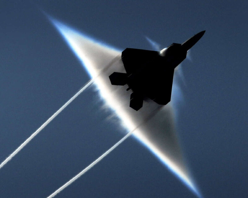 F-22 Raptor breaking sound barrier