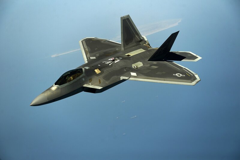 F-22 Raptor Fighter Jet — Blue, Calm