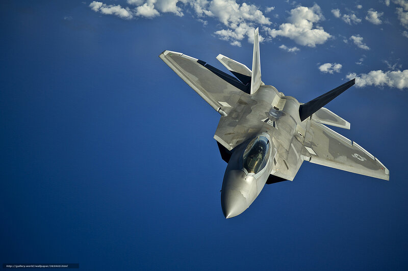 F-22 Raptor Fighter Jet — Blue, Dramatic, Afternoon, Photograph, Clouds, Sky