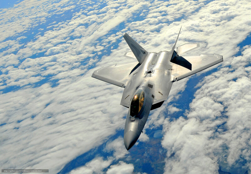 F-22 Raptor Fighter Jet — Blue, Dramatic, Photograph, Clouds, Sky