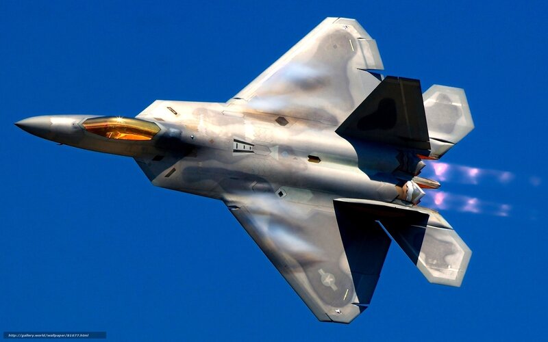 F-22 Raptor Fighter Jet — Blue, Dynamic, Afternoon