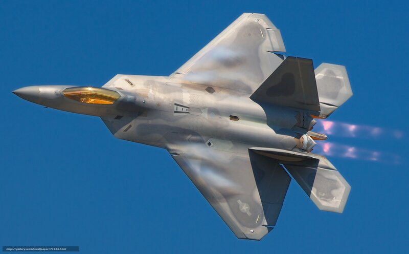 F-22 Raptor Fighter Jet — Blue, Dynamic