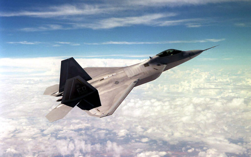 F-22 Raptor Fighter Jet — Blue, Serene