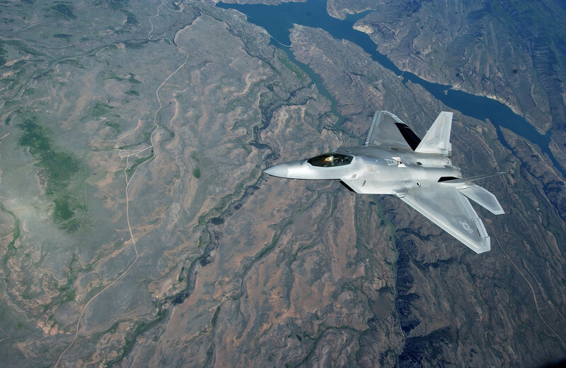 F-22 Raptor Fighter Jet — Gray, Aerial, Photograph, Aircraft