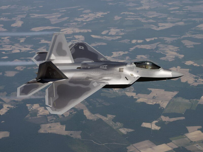 F-22 Raptor Fighter Jet — Gray, Dramatic, Afternoon, Photograph, Aircraft, Sky