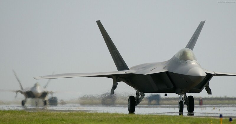 F-22 Raptor Fighter Jet — Gray, Dramatic, Afternoon, Photograph, Airplane