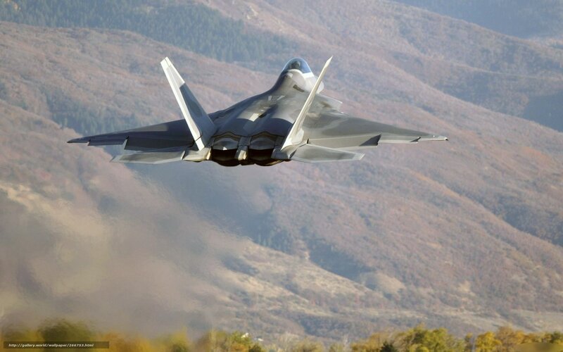 F-22 Raptor Fighter Jet — Gray, Dramatic, Afternoon, Photograph, Mountains