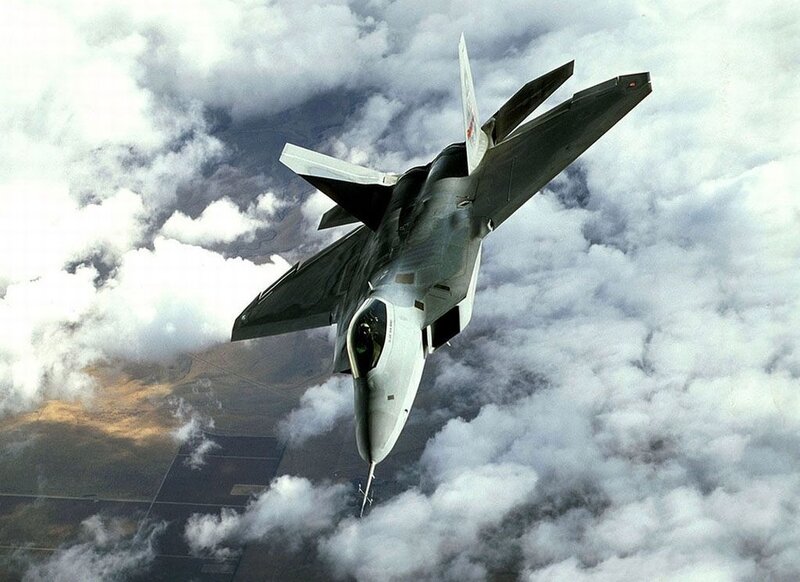 F-22 Raptor Fighter Jet — Gray, Dramatic, Afternoon