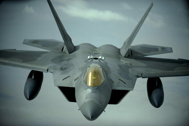 F-22 Raptor Fighter Jet — Gray, Dramatic, Photograph, Aircraft, Wings, Canopy