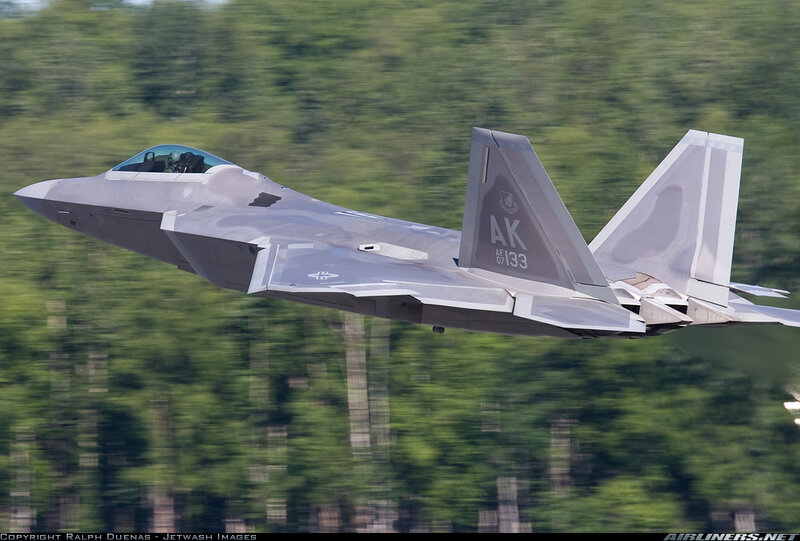 F-22 Raptor Fighter Jet — Gray, Dynamic, Afternoon, Photograph, Pilot