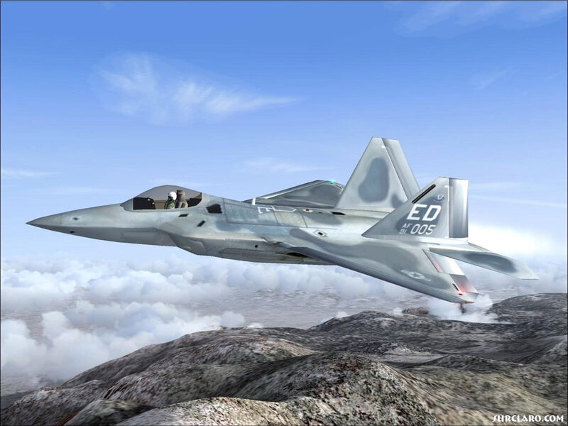 F-22 Raptor Fighter Jet — Gray, Dynamic, Afternoon