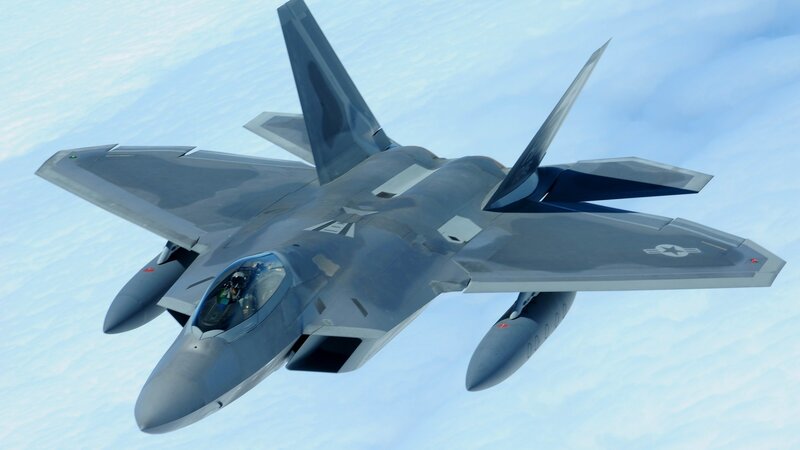 F-22 Raptor Fighter Jet — Gray, Dynamic, Photograph, Pilot
