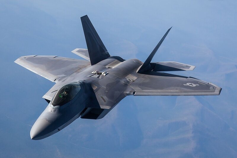 F-22 Raptor Fighter Jet — Gray, Dynamic, Photograph