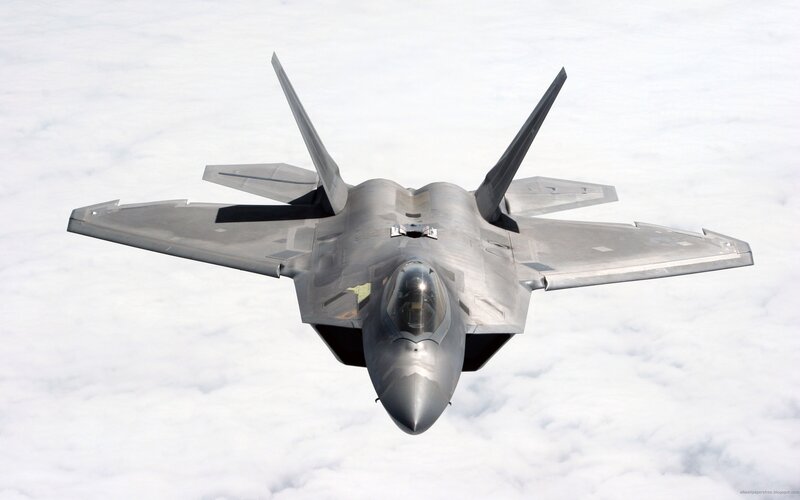 F-22 Raptor Fighter Jet — Gray, Serene, Photograph