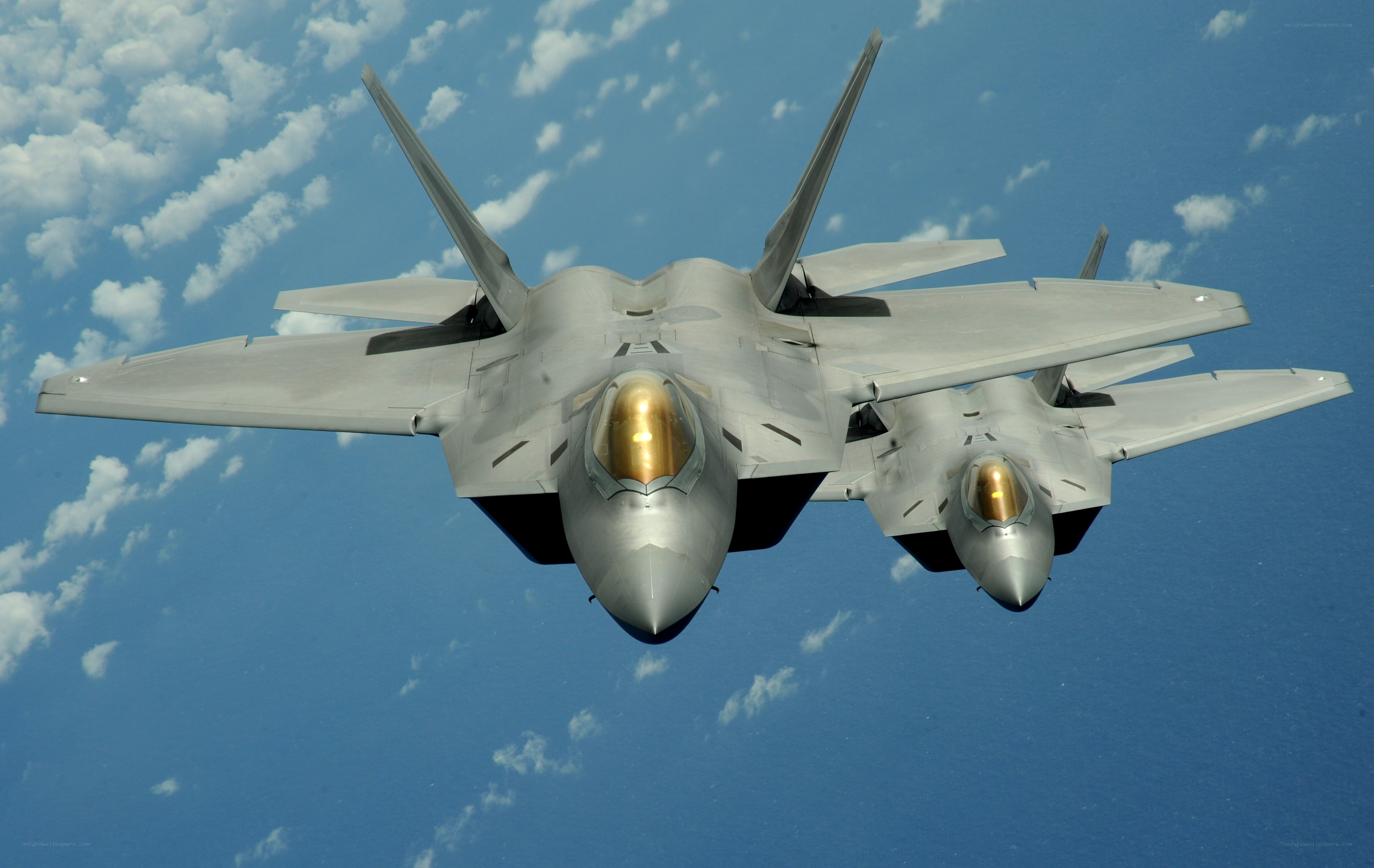 F-22 Raptor fighter jets in flight