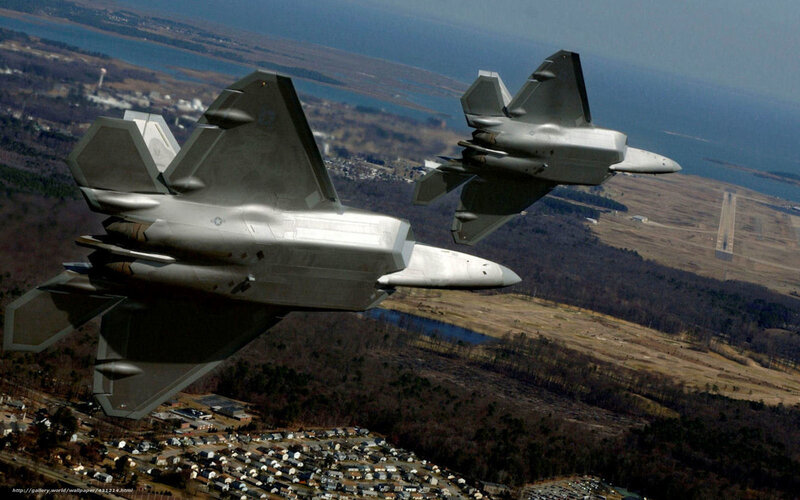 F-22 Raptor fighter jets in flight