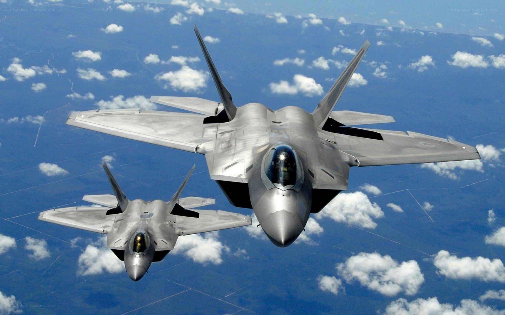 F-22 Raptor fighter jets in flight