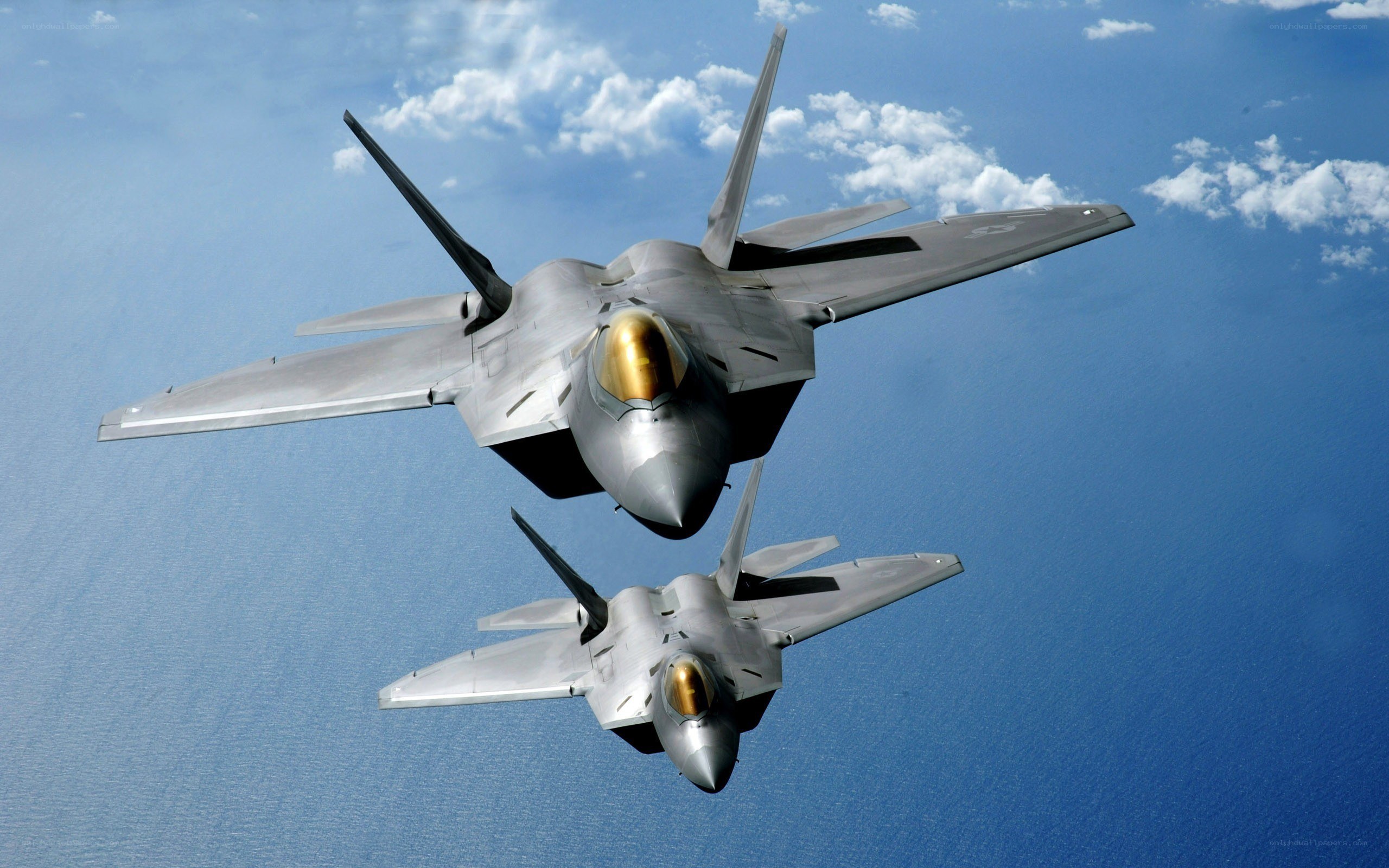 F-22 Raptor fighter jets in flight