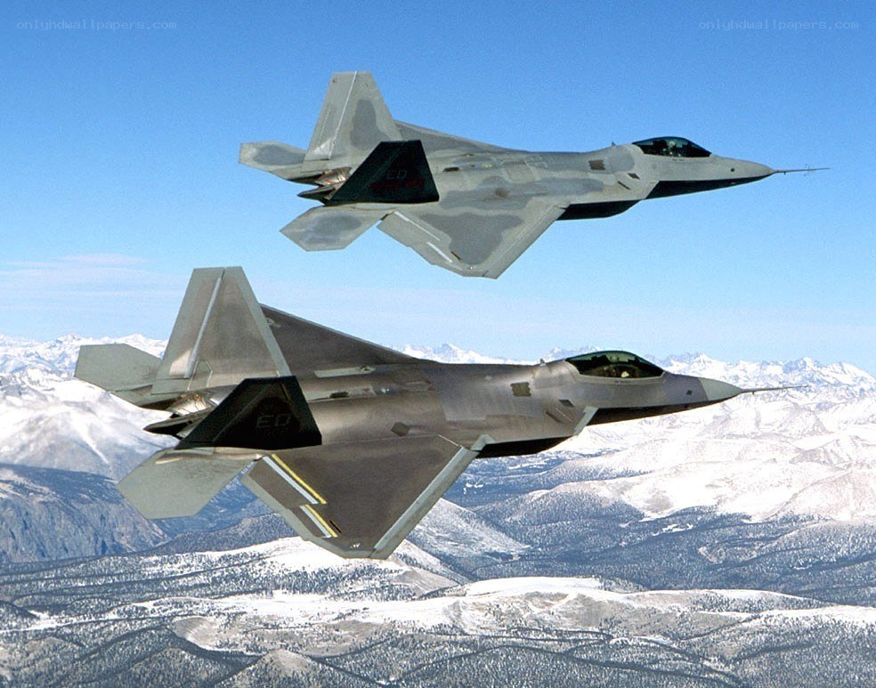 F-22 Raptor fighter jets in flight