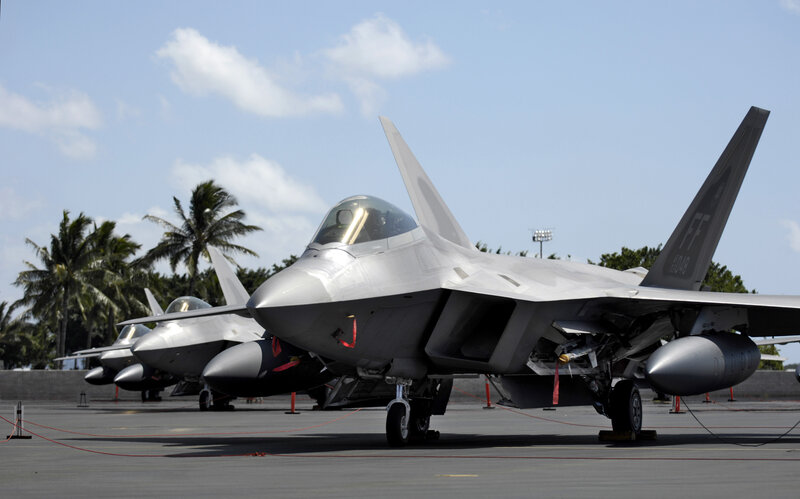 F-22 Raptor fighter jets on tarmac