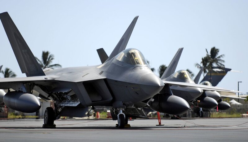 F-22 Raptor fighter jets on tarmac