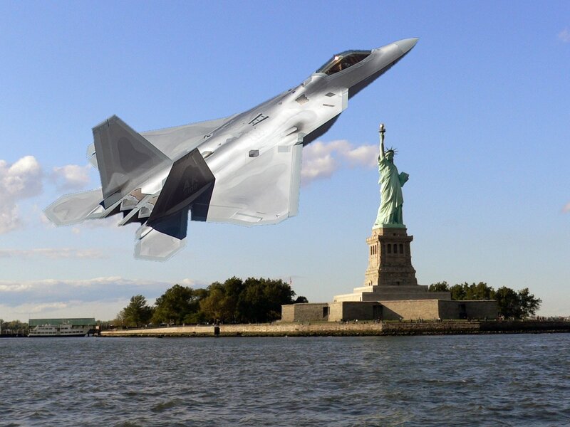 F-22 Raptor Jet — Blue, Dramatic, Afternoon
