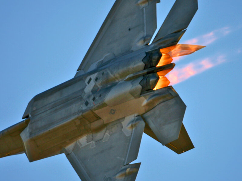F-22 Raptor Jet — Blue, Dramatic