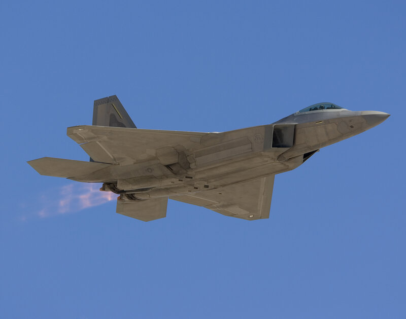 F-22 Raptor Jet — Blue, Dynamic, Afternoon