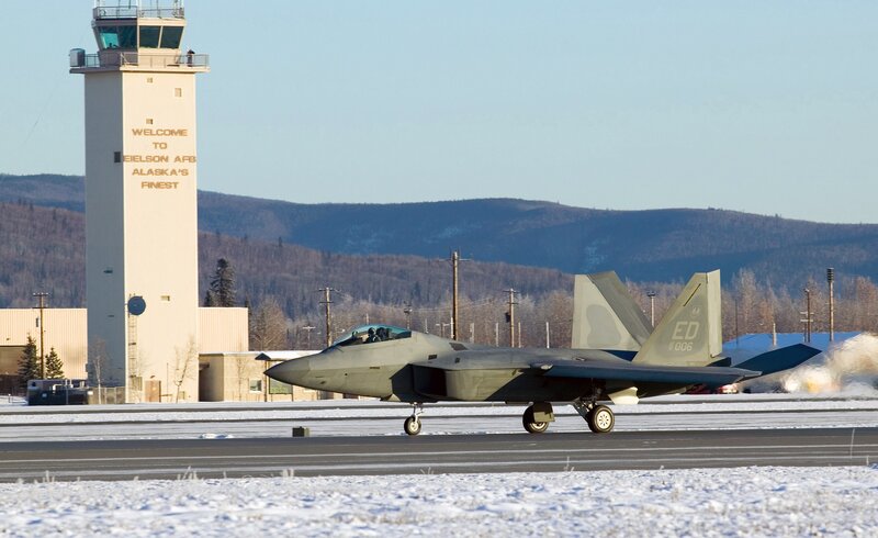 F-22 Raptor Jet — Gray, Cold, Winter