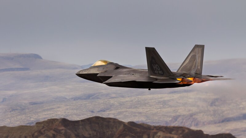 F-22 Raptor Jet — Gray, Dramatic, 3d Render