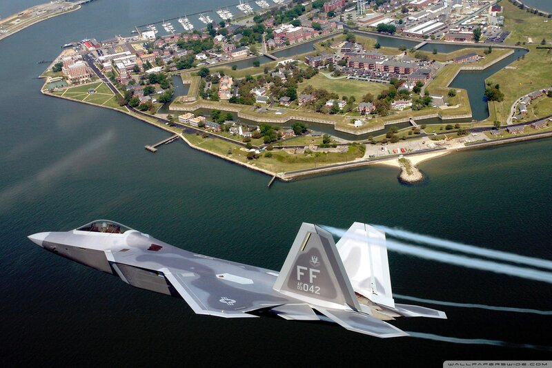 F-22 Raptor Jet — Gray, Dramatic, Afternoon