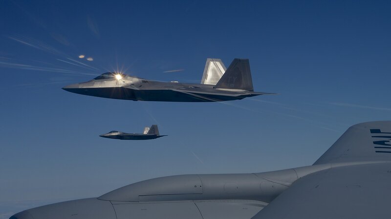 F-22 Raptor Jets — Blue, Dramatic